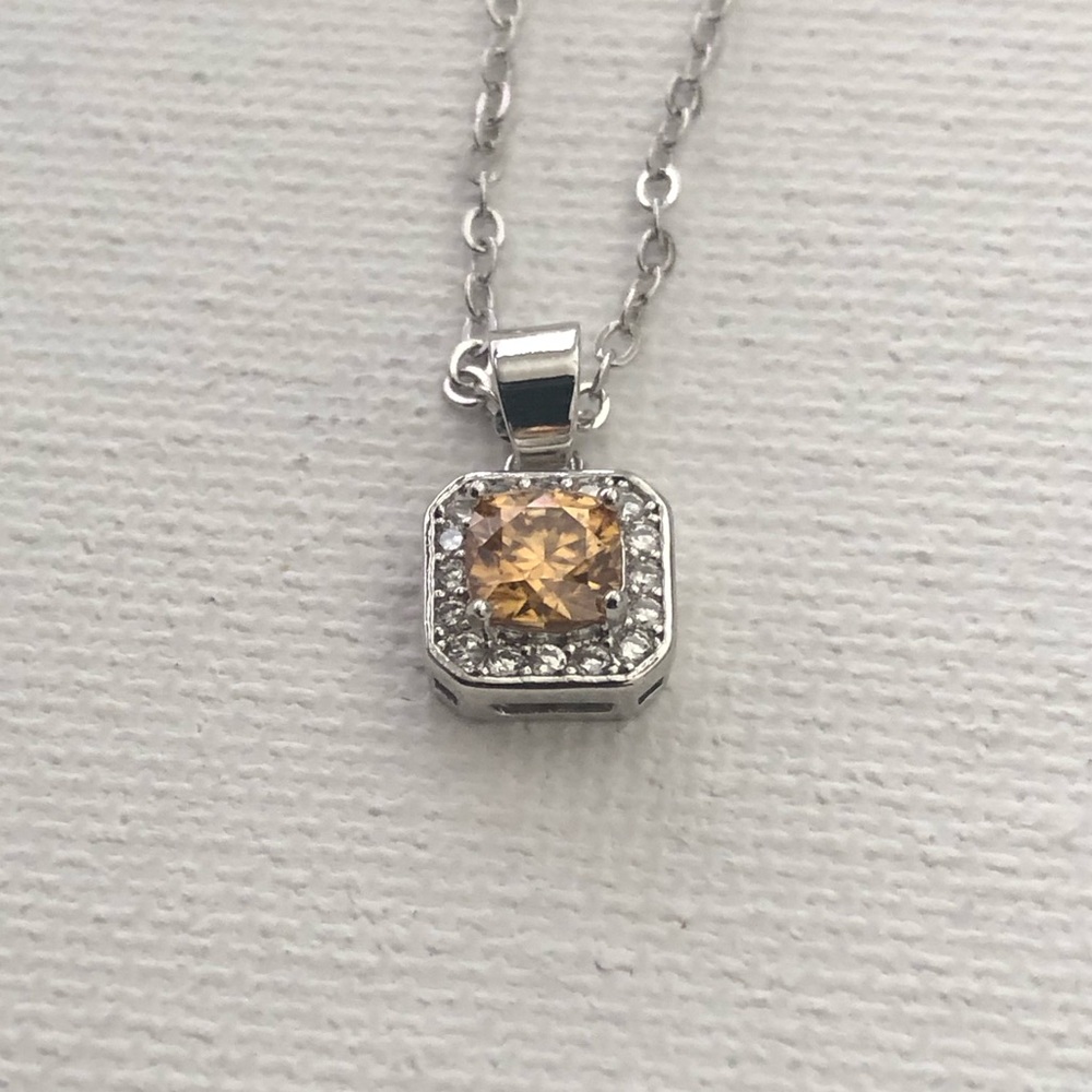 Silver Champagne Moissanite Pendant Necklace